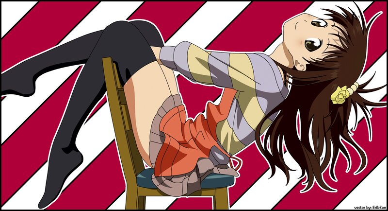 Anime Girl on Chair — Red