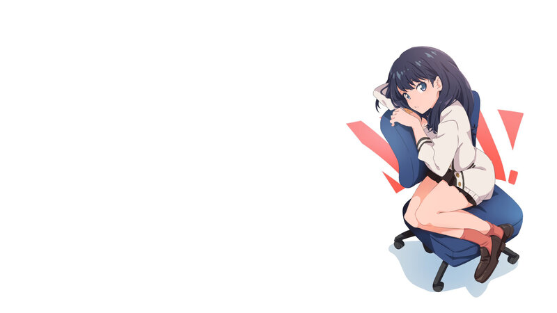 Anime Girl on Chair — White, Calm
