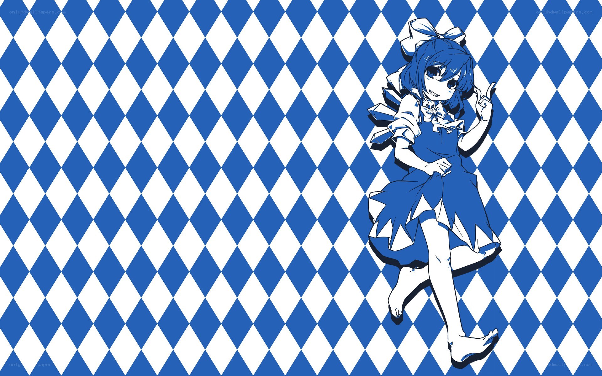anime girl on checkered background