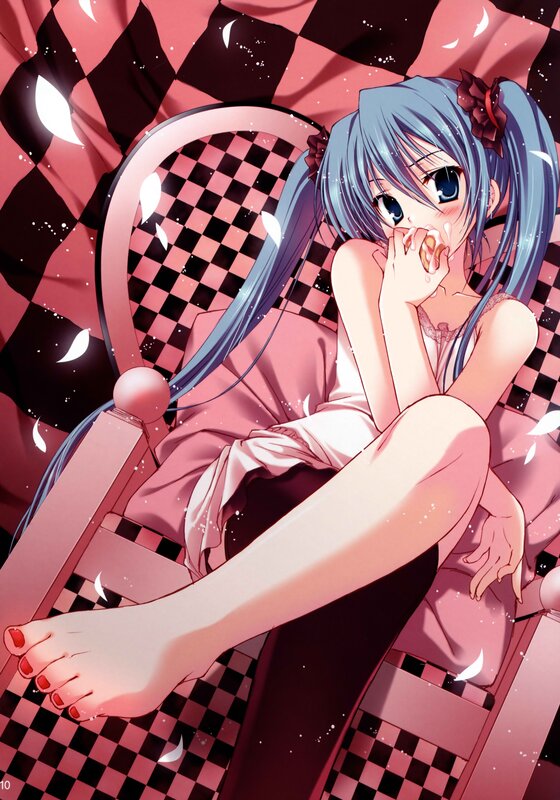 anime girl on checkered chair