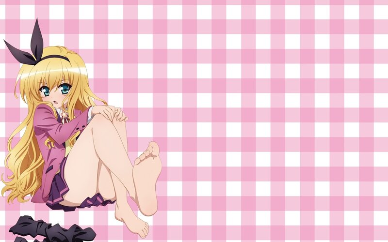 anime girl on checkered floor
