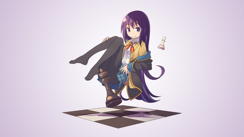 anime girl on chessboard
