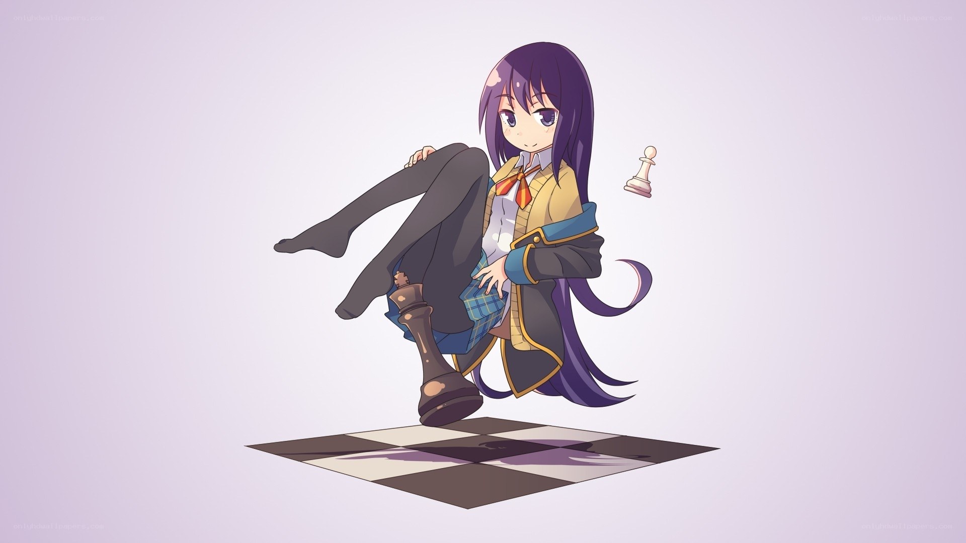 anime girl on chessboard