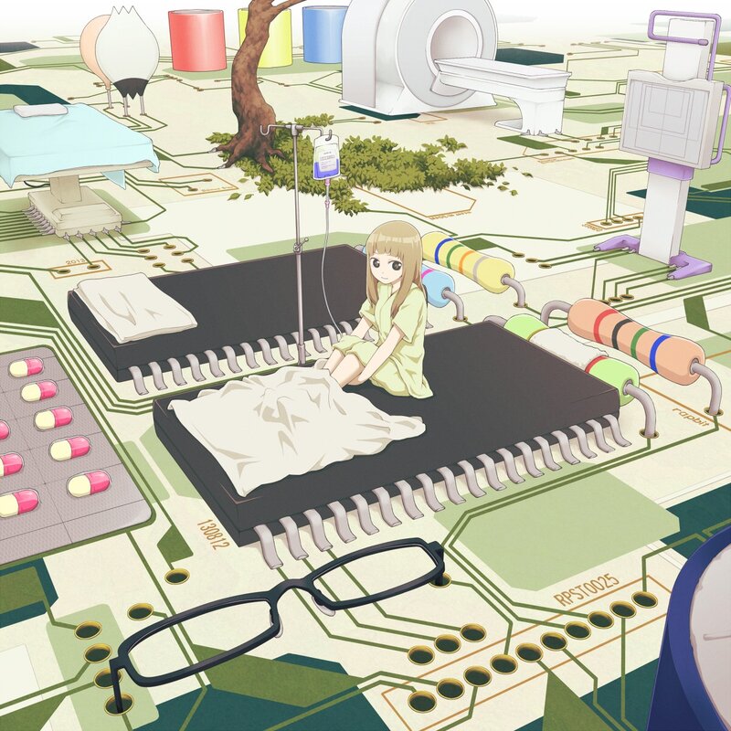 Anime girl on circuit board