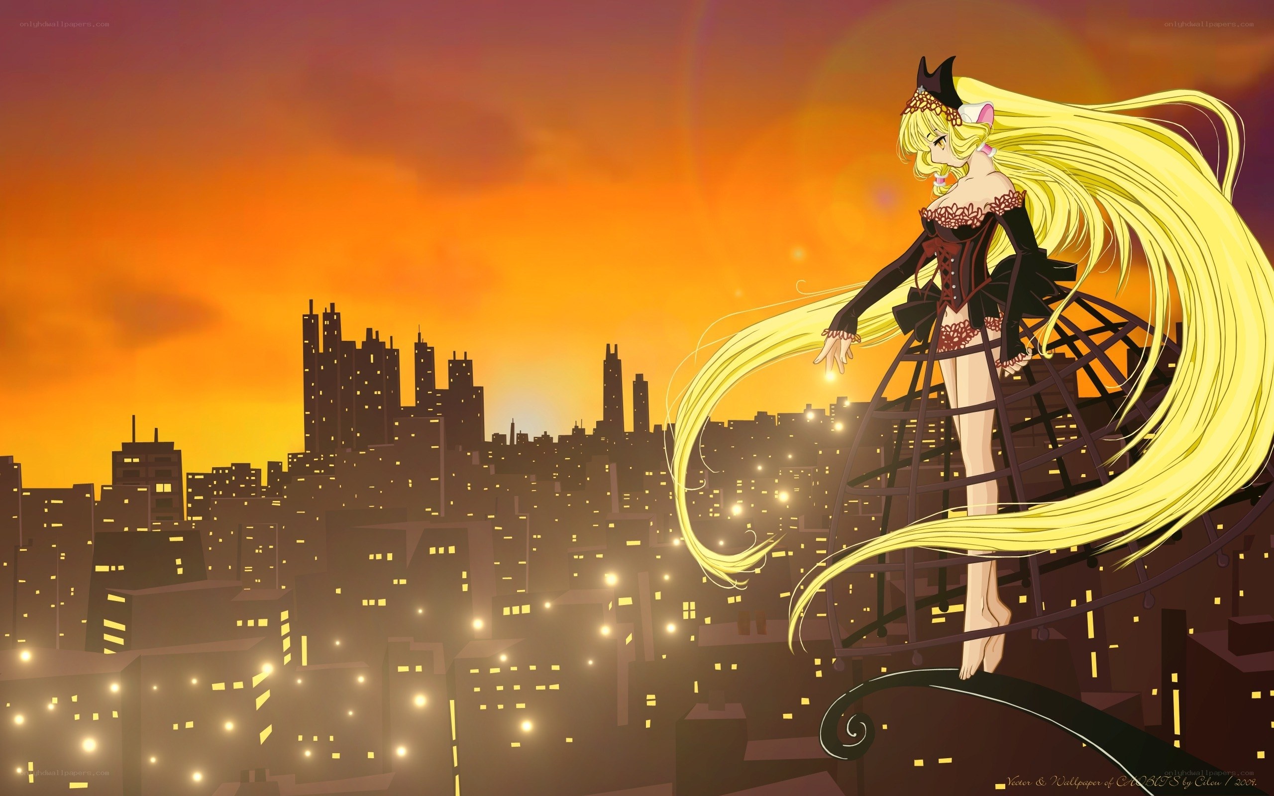 anime girl on city rooftop