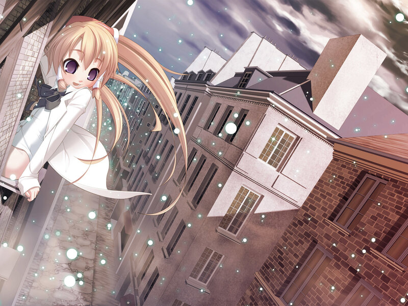 anime girl on city street