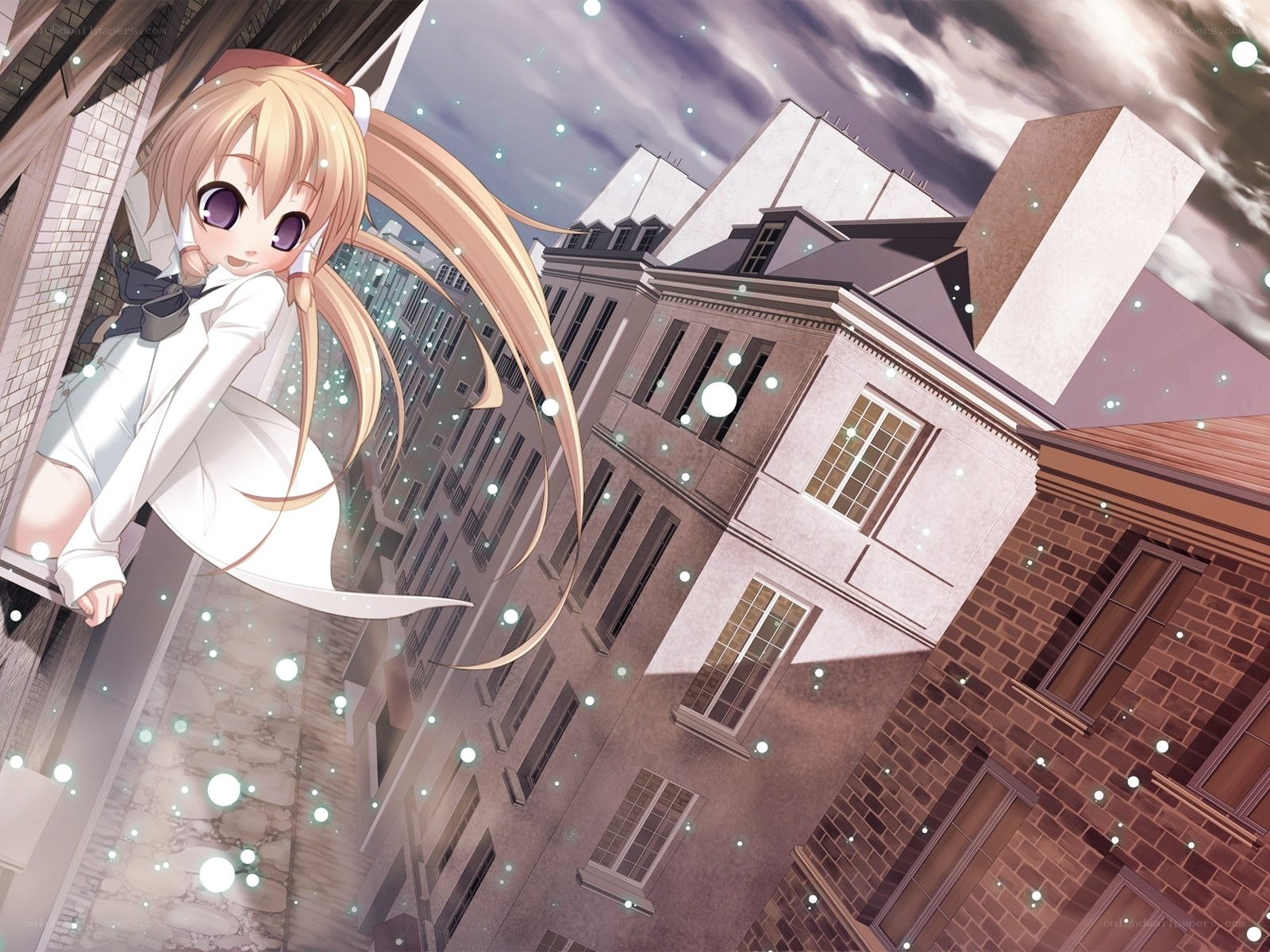 anime girl on city street
