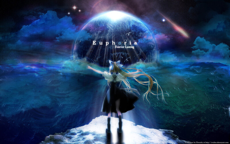 Anime Girl on Cliff — Blue, Dramatic, Night