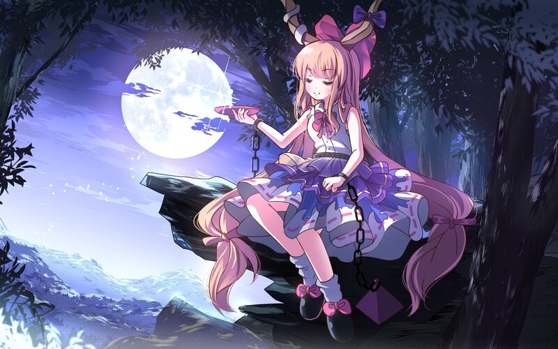 Anime Girl on Cliff — Purple, Serene