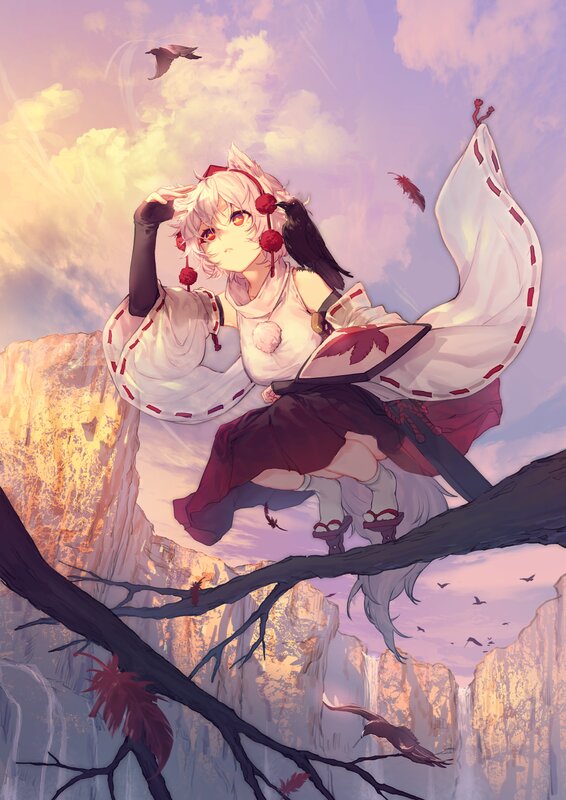 Anime Girl on Cliff — White, Serene