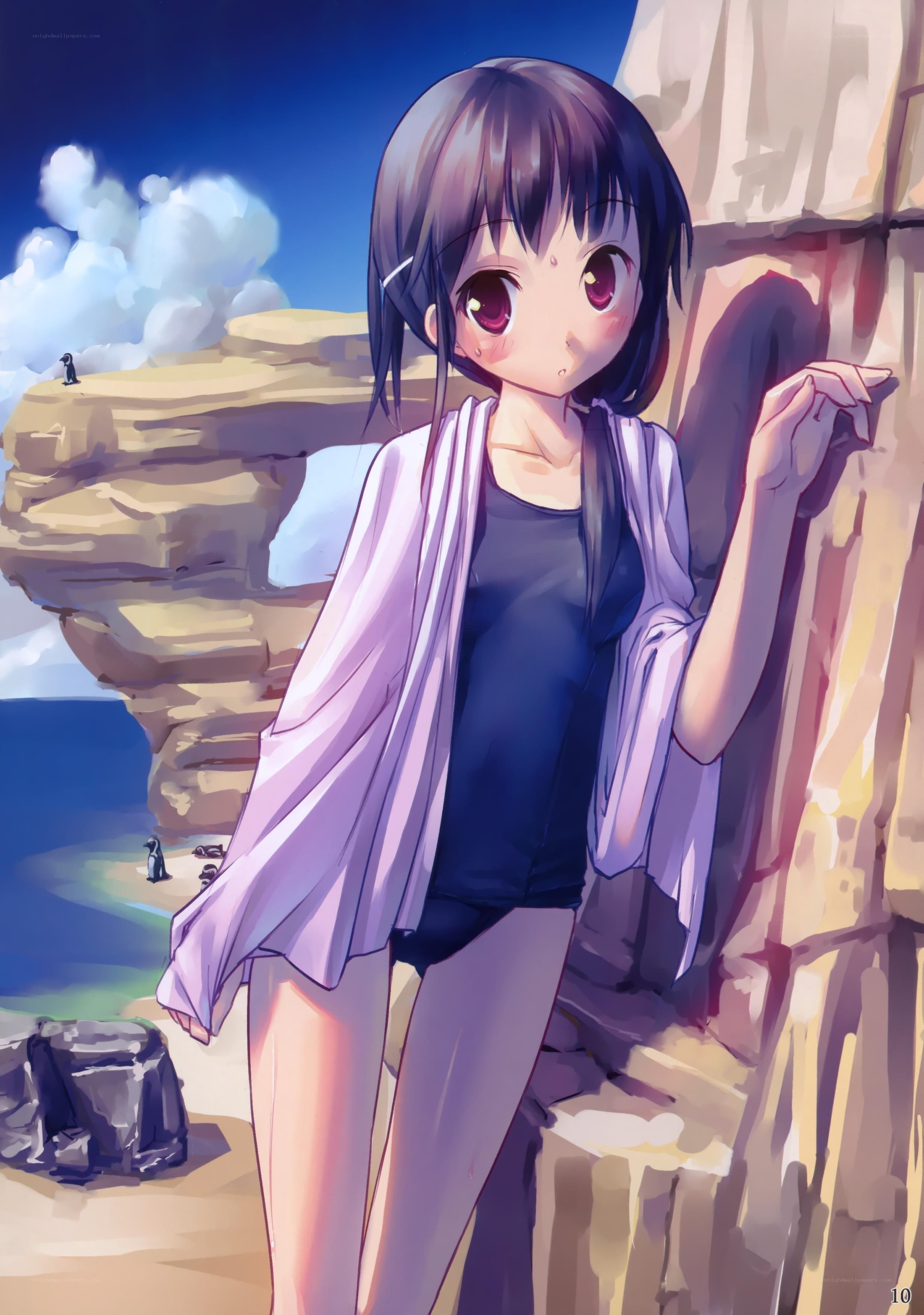 anime girl on cliffside