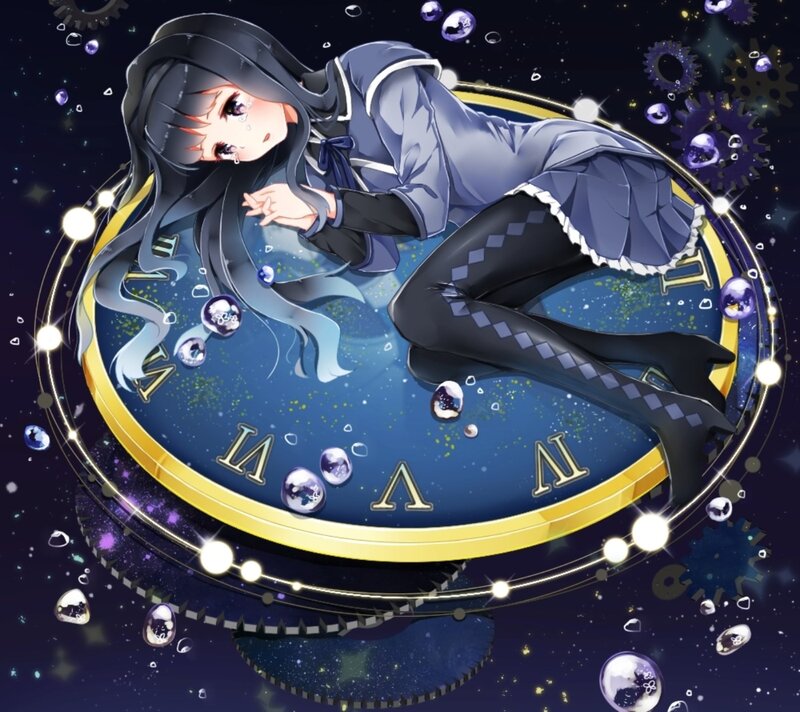 Anime Girl on Clock — Blue