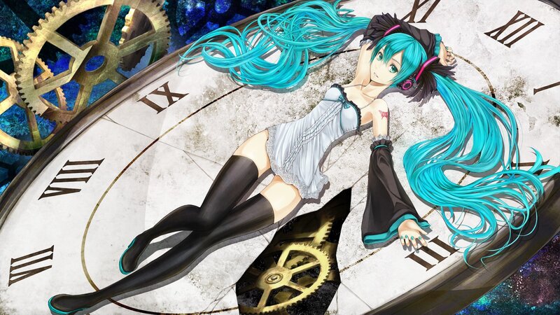 Anime Girl on Clock Face — Blue