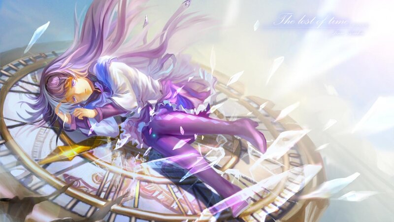 Anime Girl on Clock — Purple