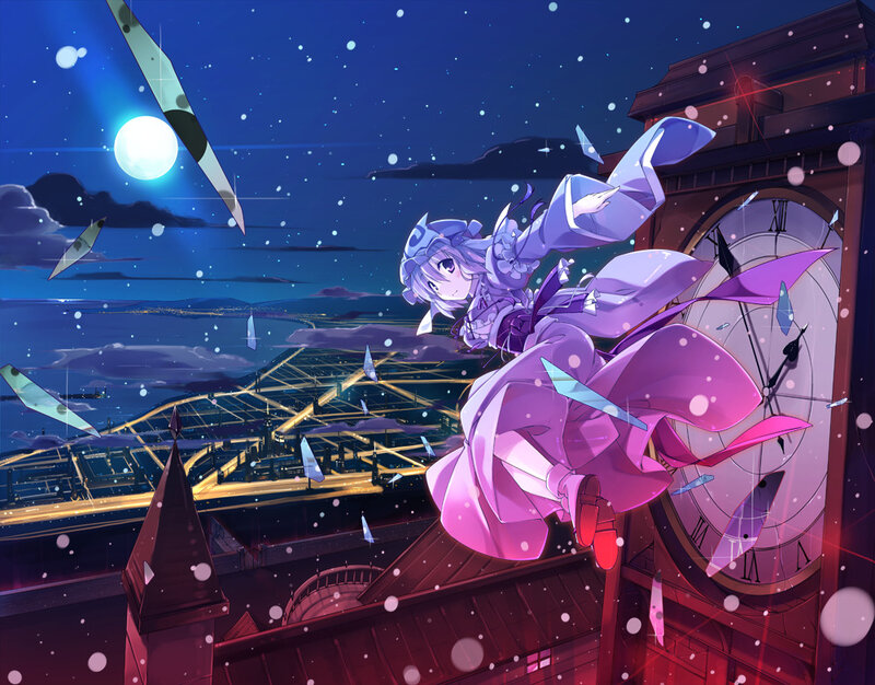Anime girl on clock tower