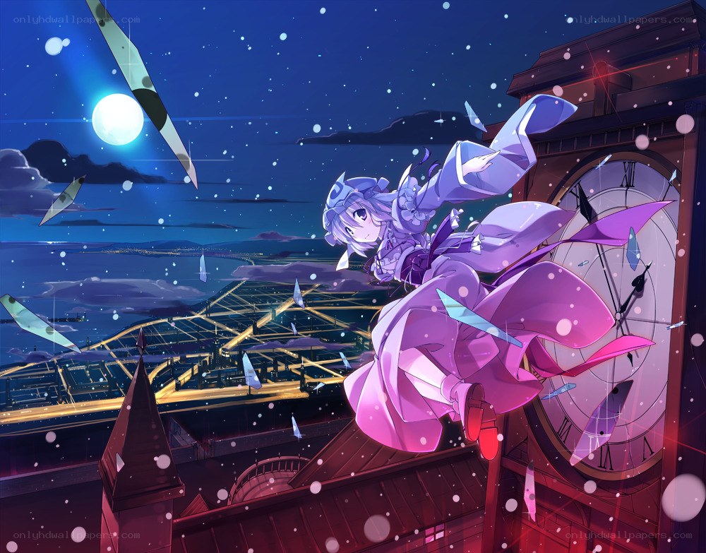 Anime girl on clock tower