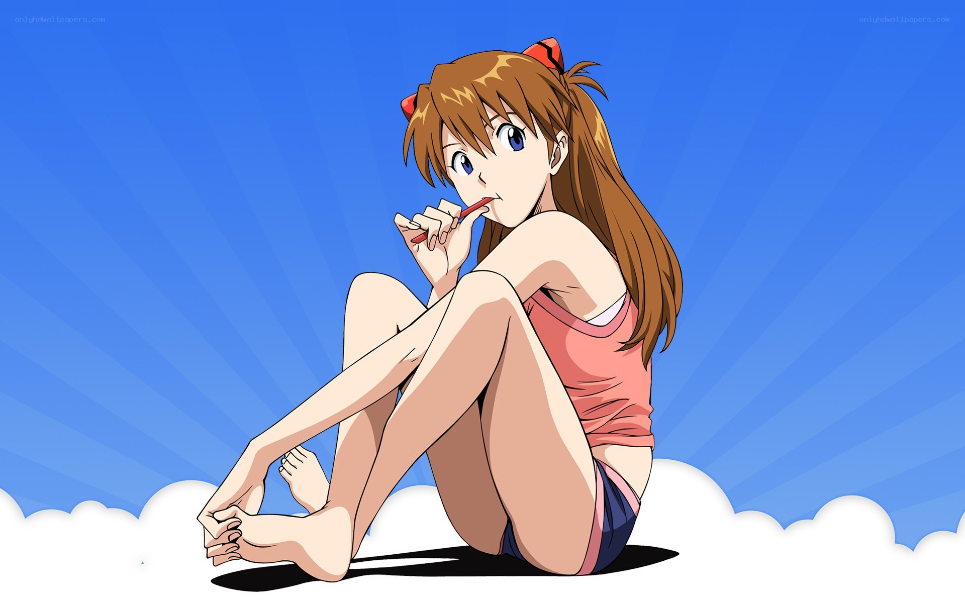 anime girl on cloud