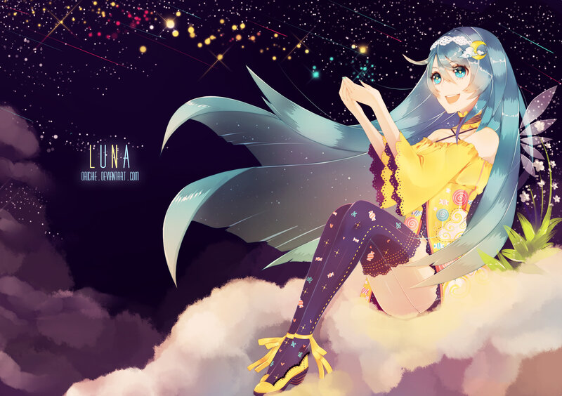 Anime Girl on Cloud — Blue, Serene