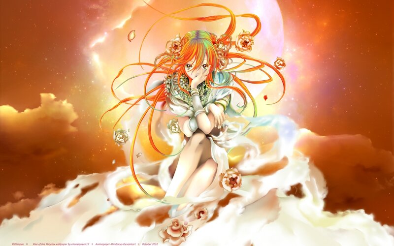 Anime Girl on Cloud — Orange