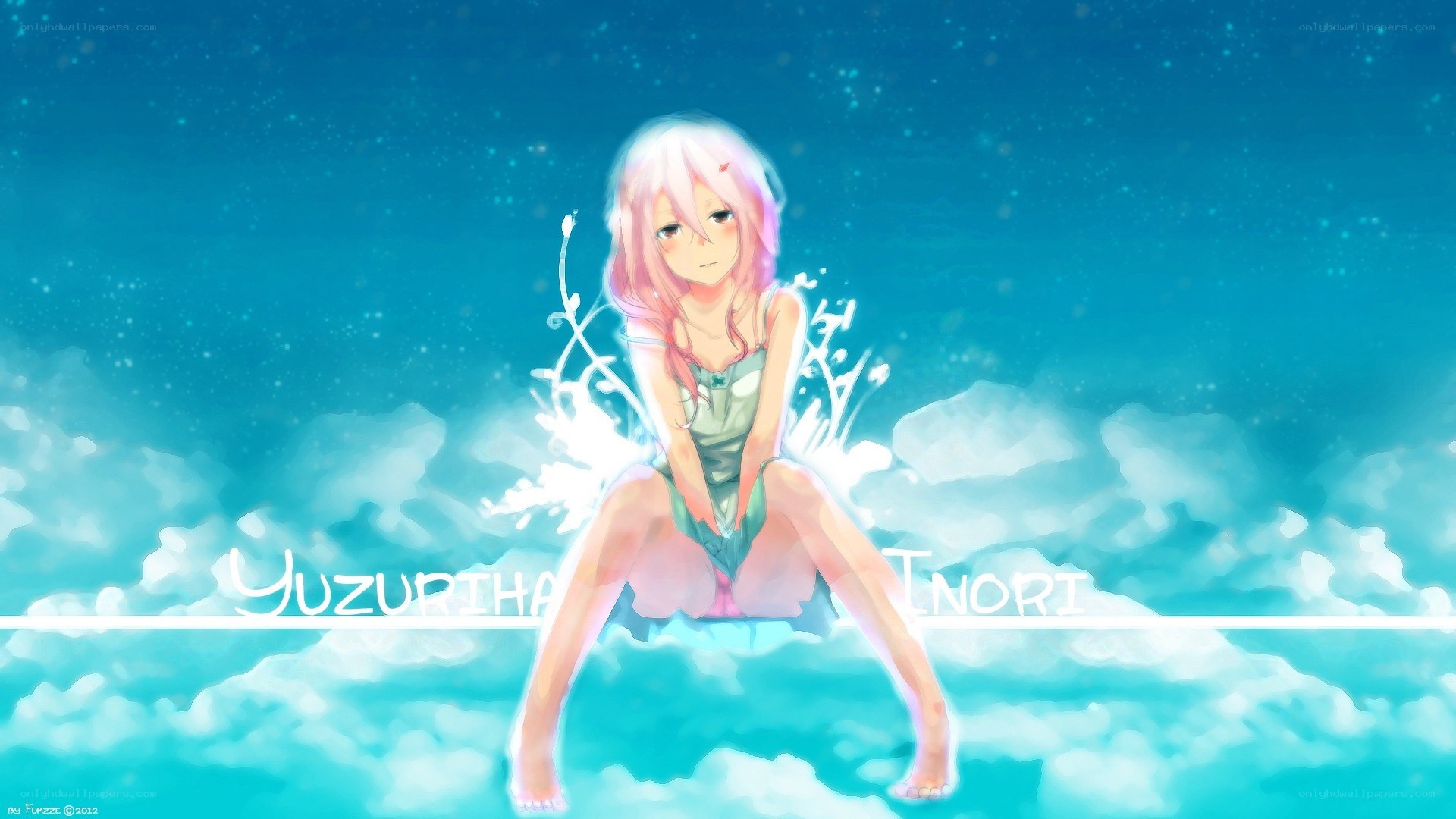 anime girl on clouds