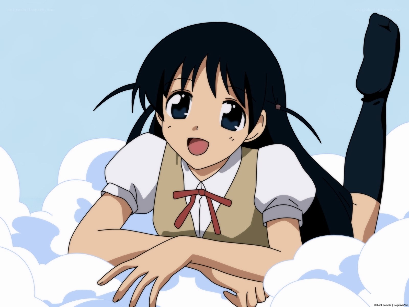 anime girl on clouds