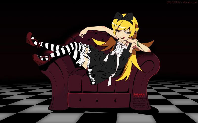 Anime Girl on Couch — Black, Dramatic, Digital Art