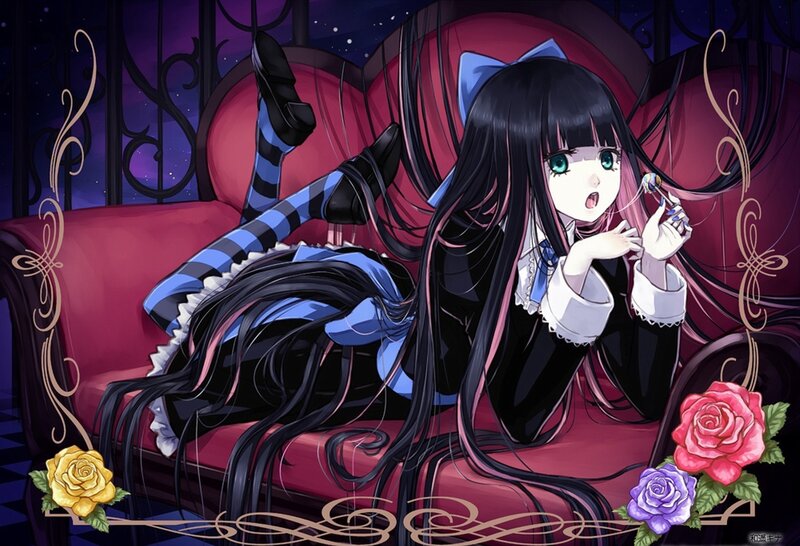 Anime Girl on Couch — Black, Dramatic