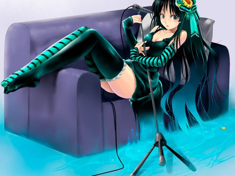 Anime Girl on Couch — Blue