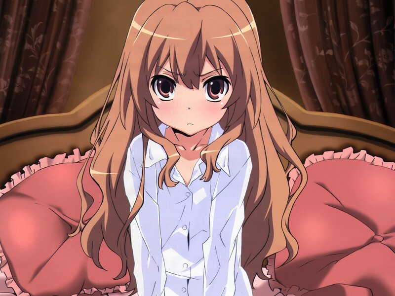 Anime Girl on Couch — Brown, Calm, Pillows