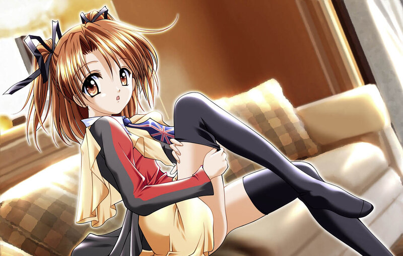 Anime Girl on Couch — Brown, Relaxed, Afternoon, Tights