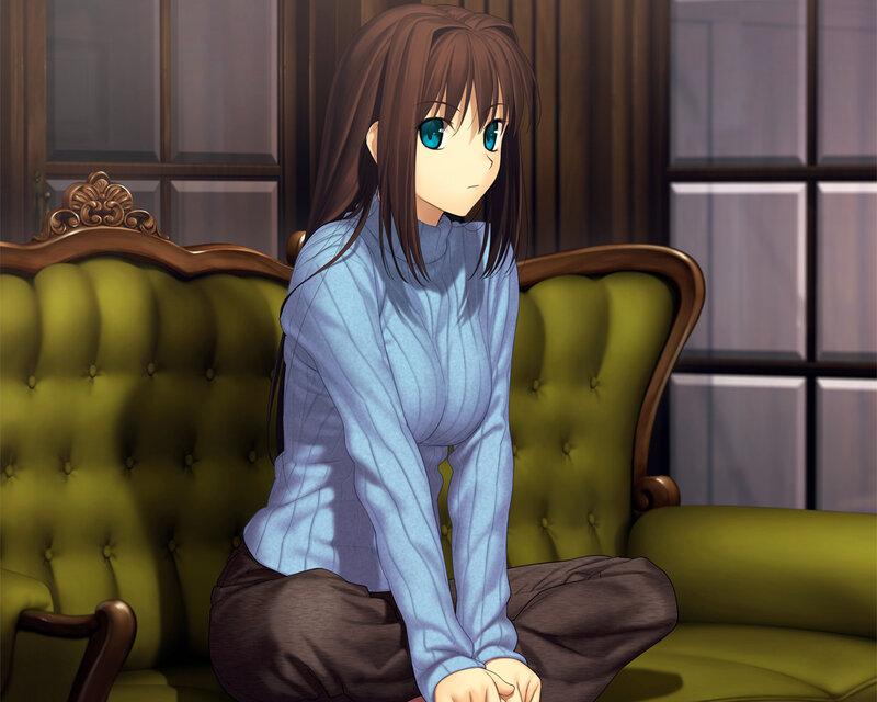Anime Girl on Couch — Green, Calm