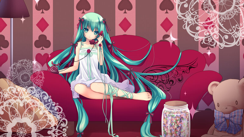 Anime Girl on Couch — Pink, Calm