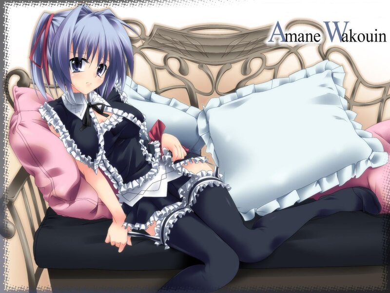 Anime Girl on Couch — Purple, Calm, Pillows