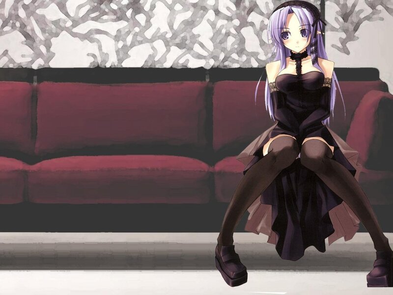 Anime Girl on Couch — Purple, Calm, Wall Art
