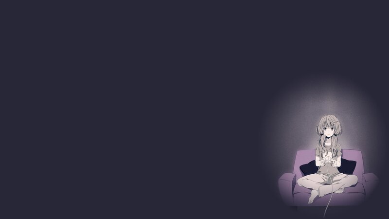 Anime Girl on Couch — Purple, Dark, Night