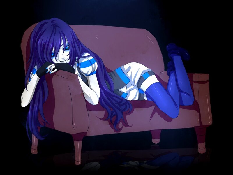 Anime Girl on Couch — Purple, Dark