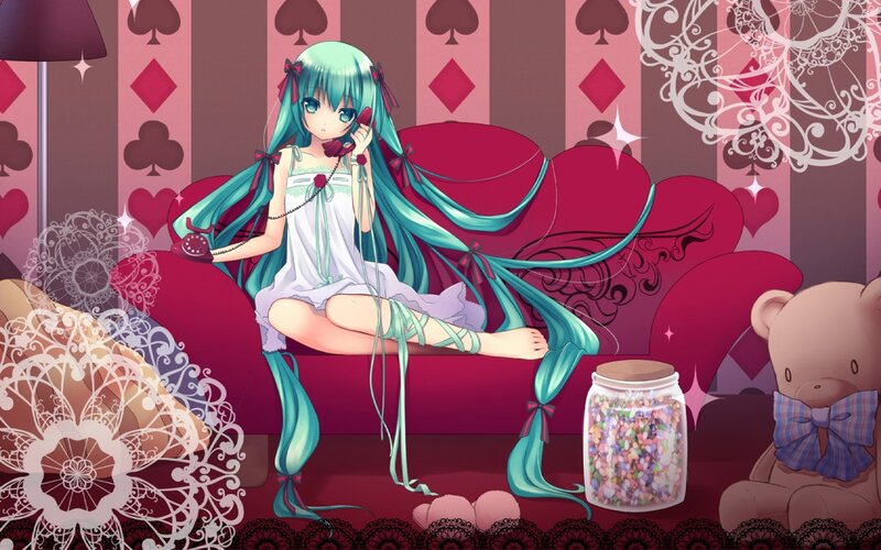 Anime Girl on Couch — Teal
