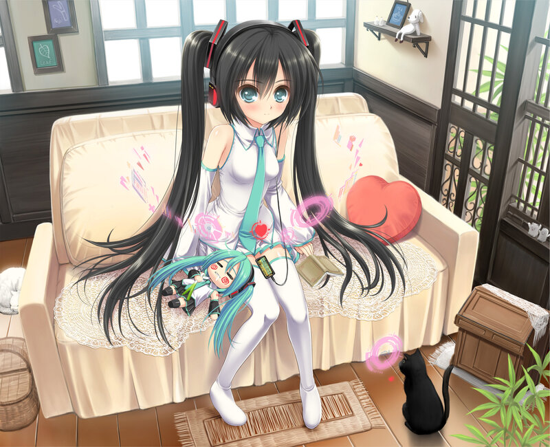 Anime Girl on Couch — White, Calm, Afternoon