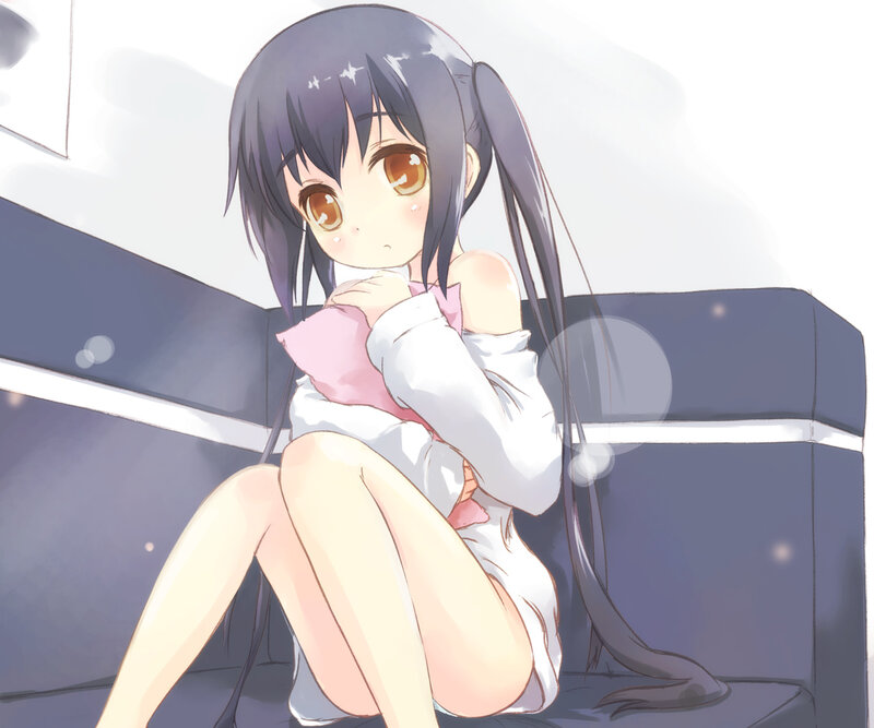 Anime Girl on Couch — White