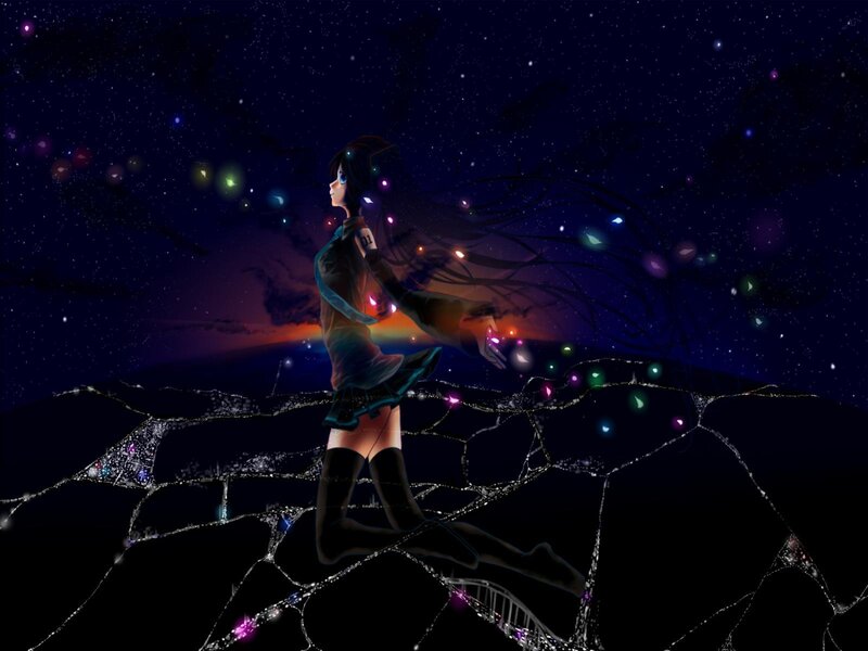 Anime Girl on Cracked Ground