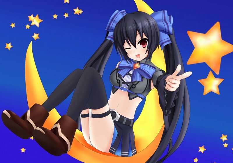 Anime girl on crescent moon