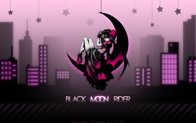 Anime Girl on Crescent Moon — Purple