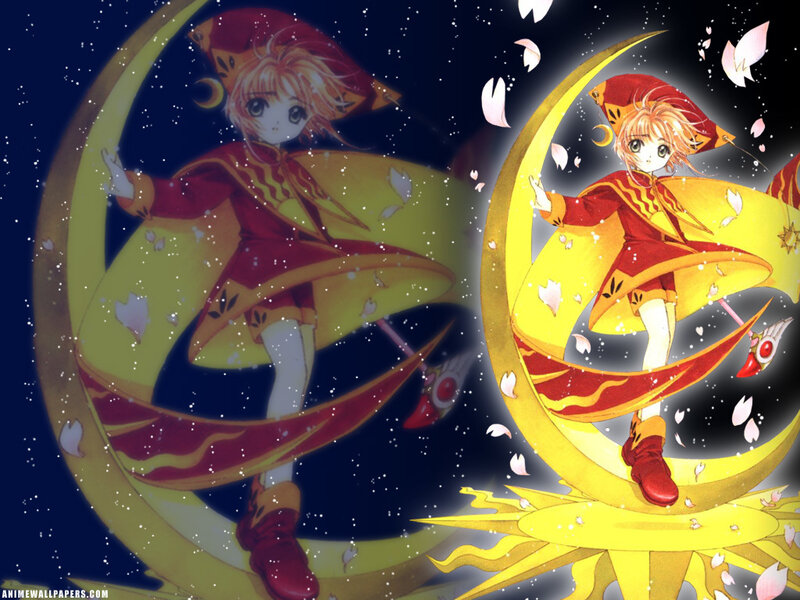 anime girl on crescent moon