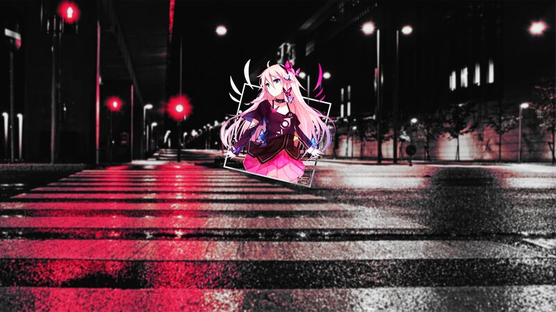 Anime Girl on Crosswalk — Black