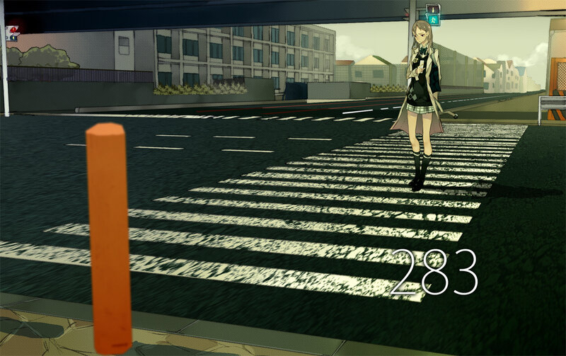 Anime Girl on Crosswalk