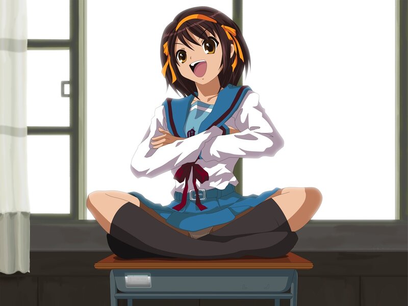 anime girl on desk
