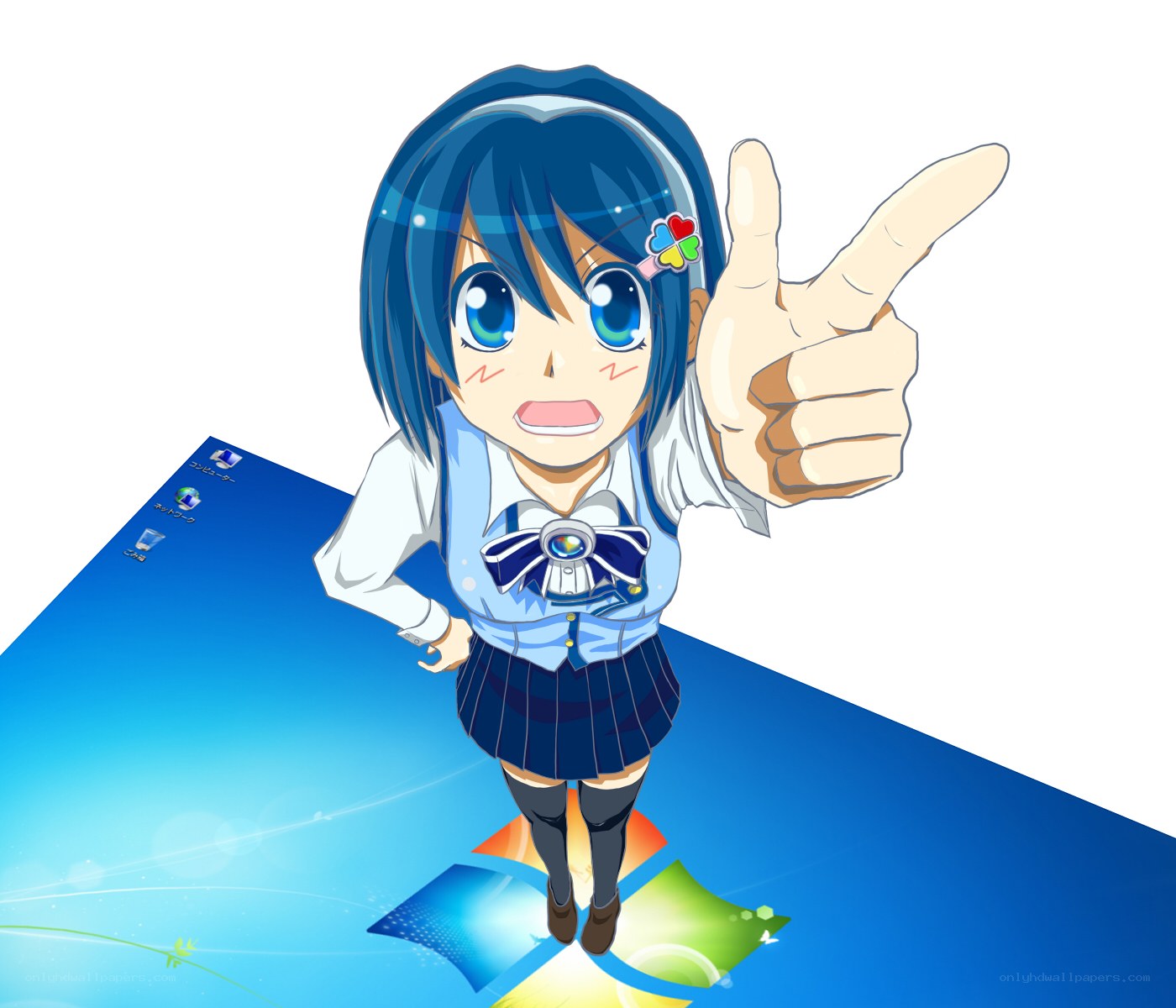 anime girl on desktop