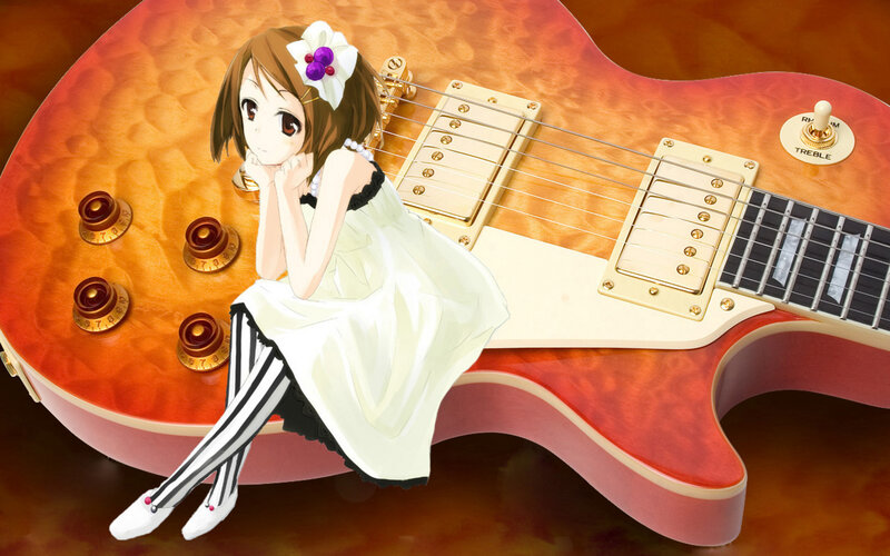 Anime girl on electric guitar