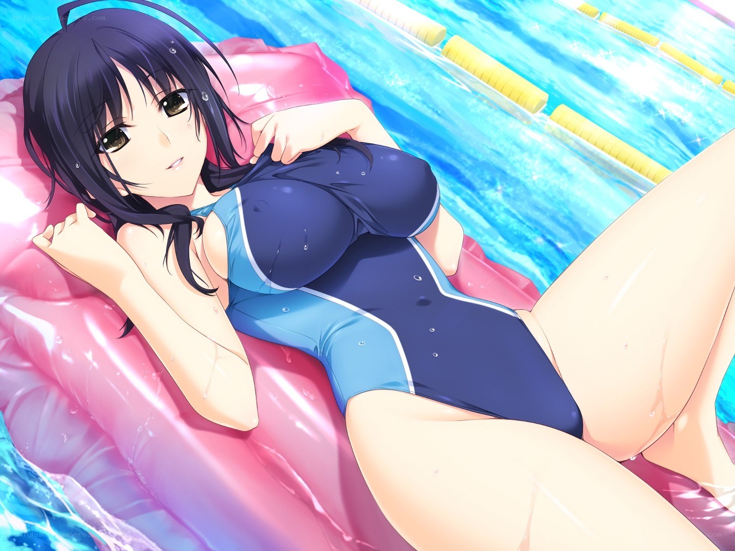 anime girl on float in pool