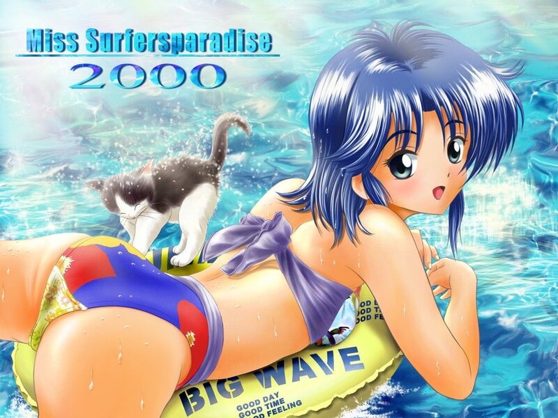 Anime Girl on Floatie — Blue